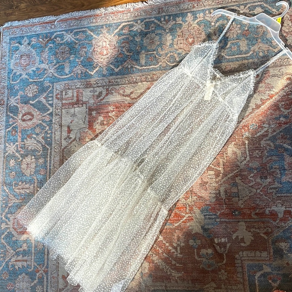 Anthropologie white mesh dress size small